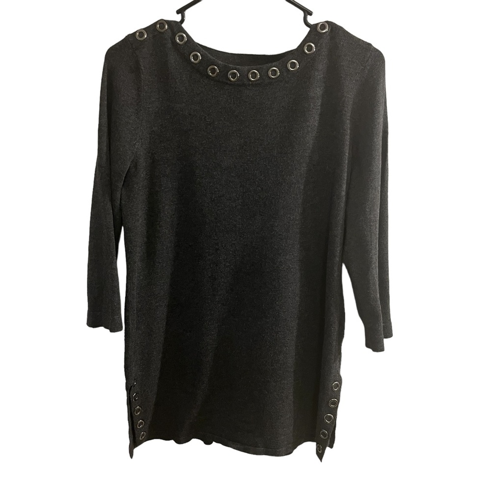 Gray sweater with silver holes design